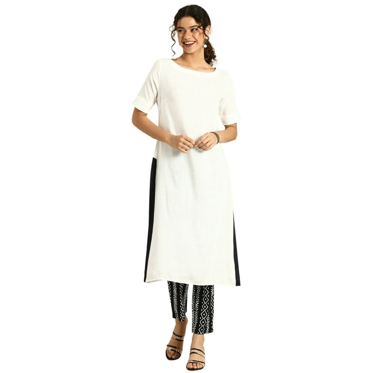 Boat neck white kurti cheap