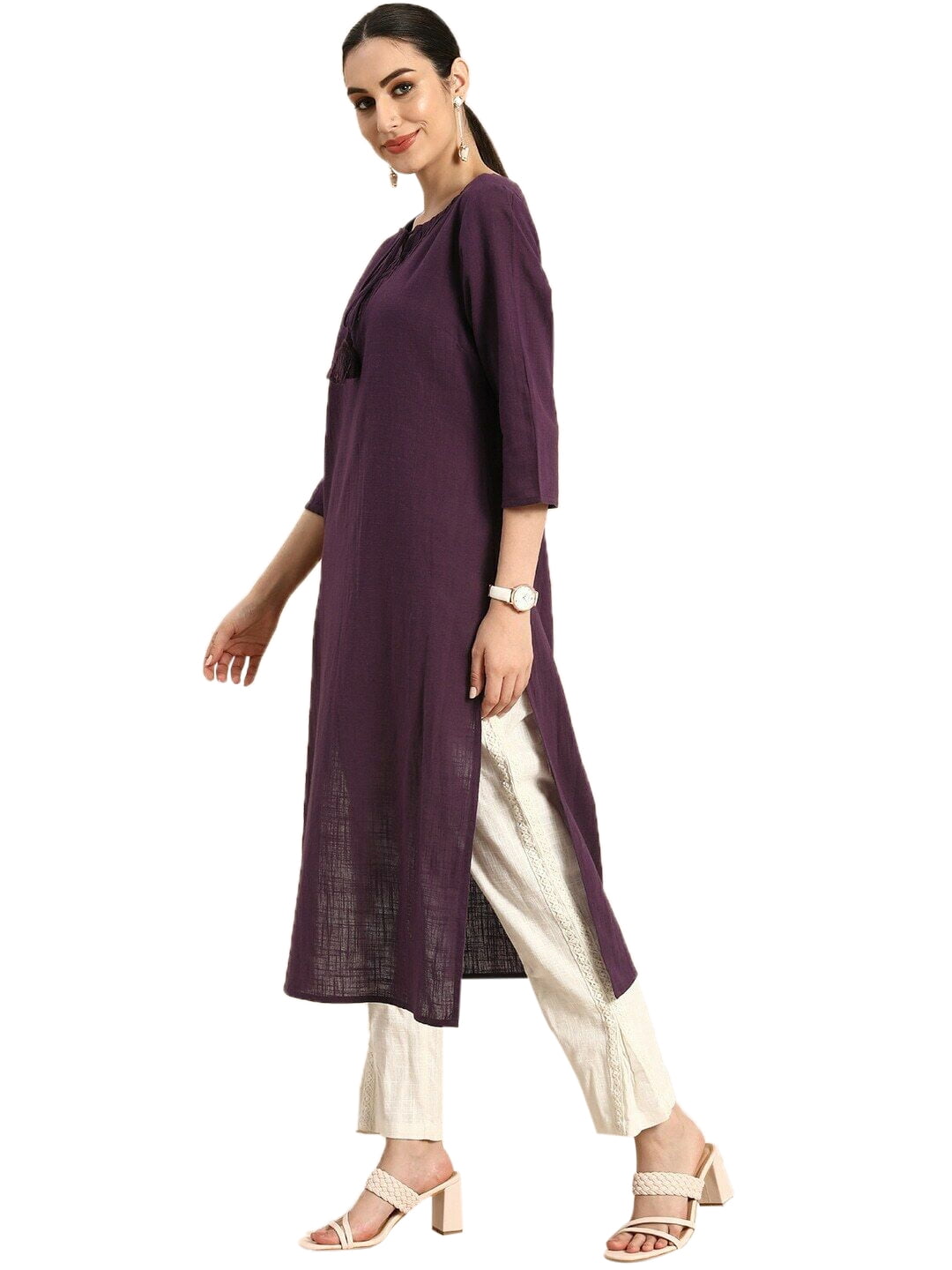 eloria Women s Fashion Solid Front Dori Tie Up Neck Design Kurti Fabric Cotton Color Purple Size X Small c50e6008 fcb6 4c0d 888b 3e3ae27f2646.0555aa710974e62ea06f51b211802f20
