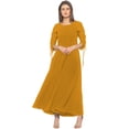 thumbnail image 1 of eloria Women's Georgette A Line Boat Neck Short Sleevless PartyWear Maxi Dress, Color : Mustard | Size : XL, 1 of 1
