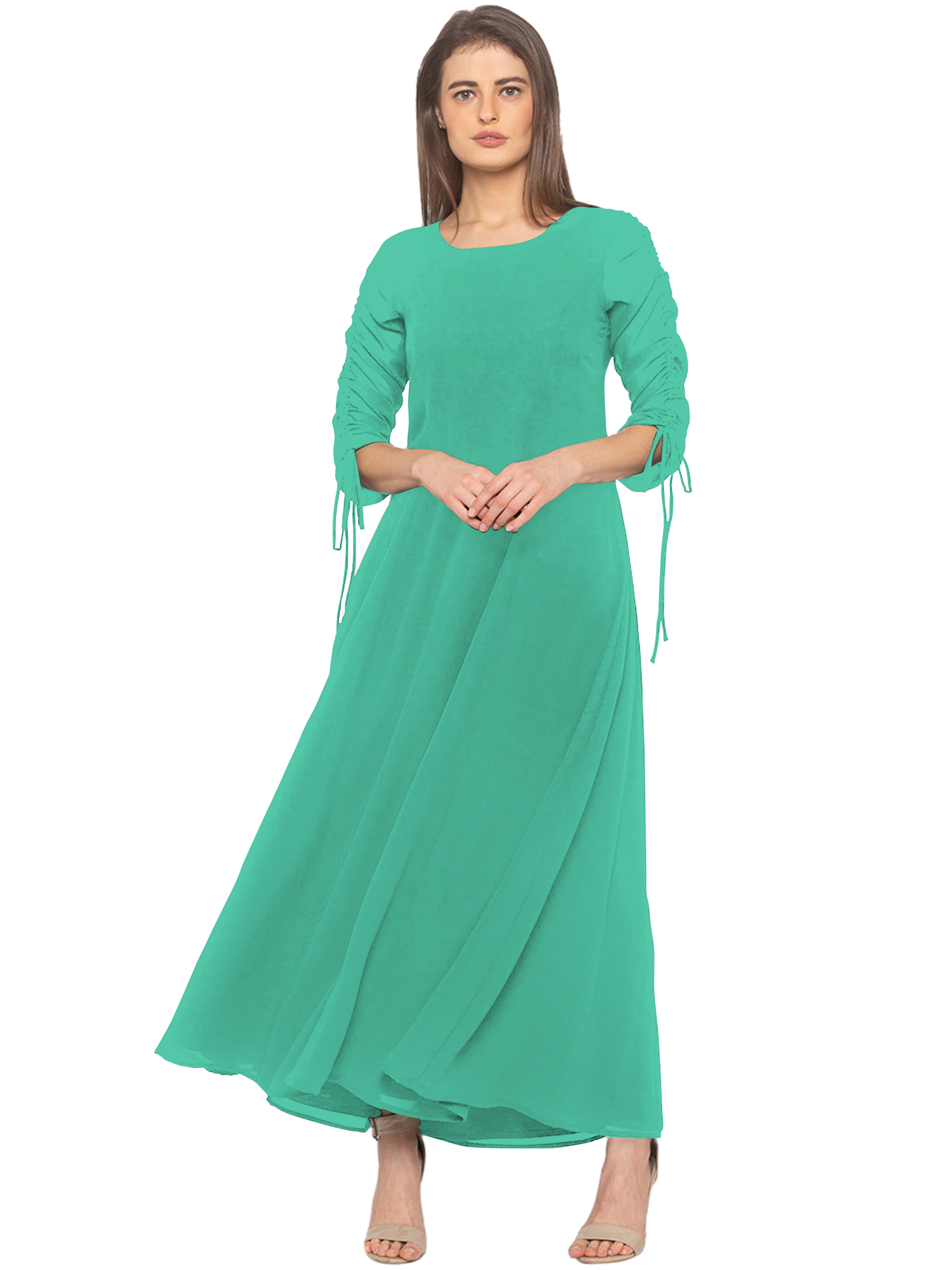 Sea Green Color Designer Gown With Dupatta :: ANOKHI FASHION