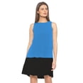 thumbnail image 1 of eloria Women's Georgette Boat Neck Pleated Sleevless Tunic Casual Midi Dress, Color : Blue | Size : 3XL, 1 of 5