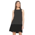 thumbnail image 1 of eloria Women's Georgette Boat Neck Pleated Sleevless Tunic Casual Midi Dress, Color : Grey | Size : L, 1 of 5
