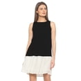 thumbnail image 1 of eloria Women's Georgette Pleated Boat Neck Sleevless Summer Casual Midi Dress, Color : Black | Size : M, 1 of 5