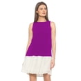 thumbnail image 1 of eloria Women's Georgette Pleated Boat Neck Sleevless Summer Casual Midi Dress, Color : Dark Violet | Size : XS, 1 of 5