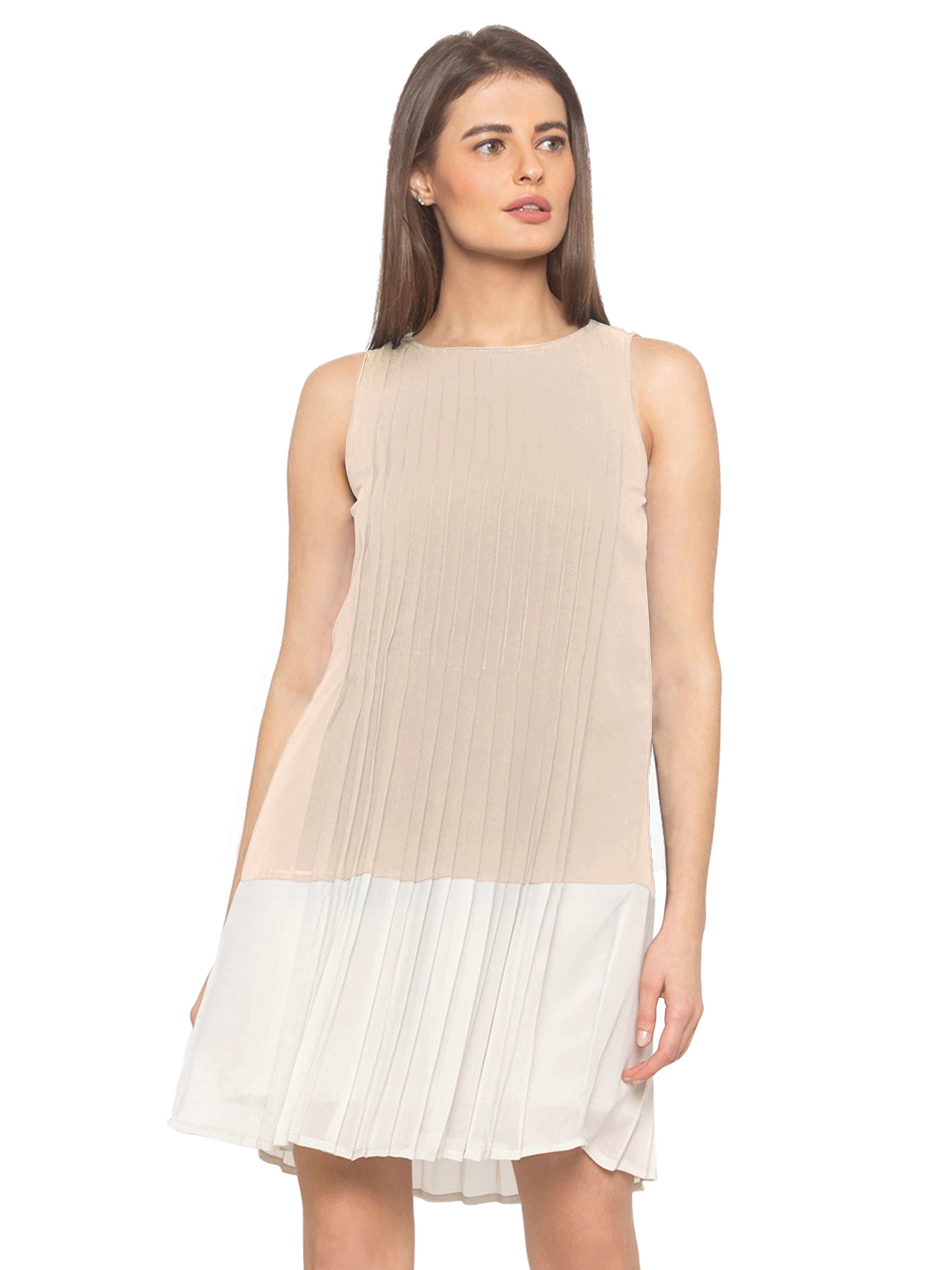 eloria Women's Georgette Pleated Boat Neck Sleevless Summer Casual Midi  Dress, Color : Violet | Size : XL - Walmart.com