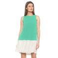 thumbnail image 1 of eloria Women's Georgette Pleated Boat Neck Sleevless Summer Casual Midi Dress, Color : Sea Green | Size : XXL, 1 of 1