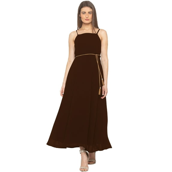 eloria Women's Long A-line Dress Party Wear Strip Dress Size: 2XL | Color: Dark Brown