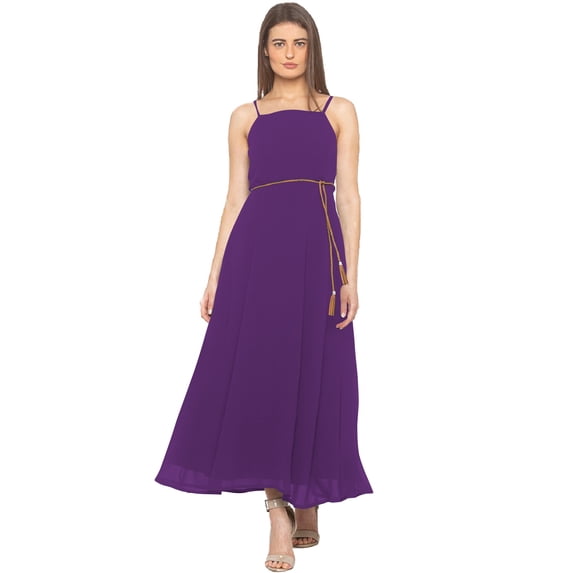 eloria Women's Long A-line Dress Party Wear Strip Dress Size: 2XL | Color: Violet