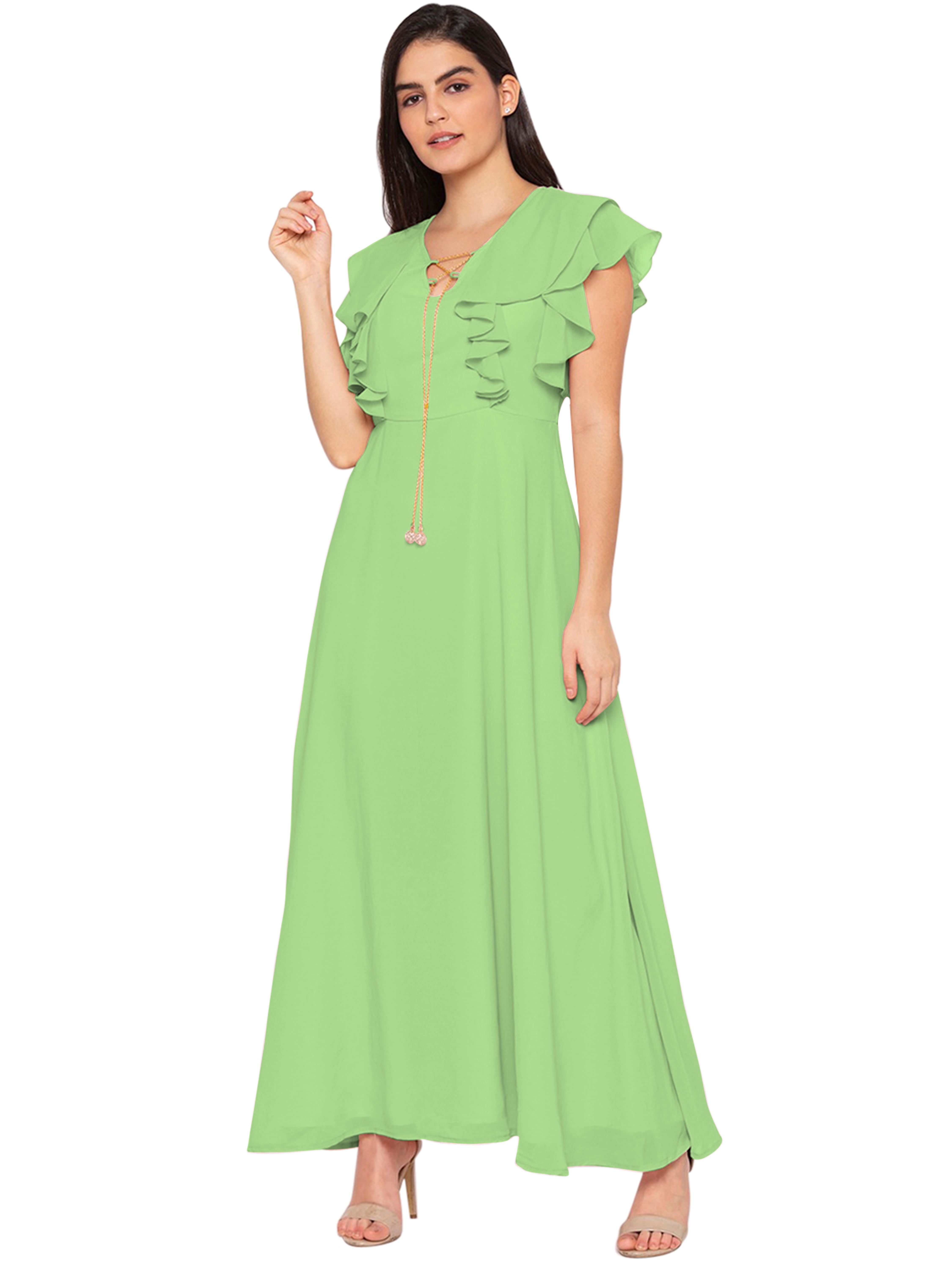 pista green dress for women Pista Green Chanderi Embroidered Jacket Vacation Dress by Arpita Sulakshana at Pernia's Pop Up Shop 2026