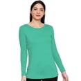 thumbnail image 1 of eloria Women's T-Shirt Round Neck Solid Color Plain Full Sleeve T-Shirt Color: Green | Size: 2XL, 1 of 7