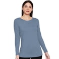 thumbnail image 1 of eloria Women's T-Shirt Round Neck Solid Color Plain Full Sleeve T-Shirt Color: Grey | Size: M, 1 of 7