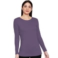 thumbnail image 1 of eloria Women's T-Shirt Round Neck Solid Color Plain Full Sleeve T-Shirt Color: Violet | Size: XL, 1 of 7