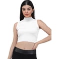 thumbnail image 1 of eloria Women's Top High-Neck Sleeveless Crop Tank Top Color: White | Size: S, 1 of 6