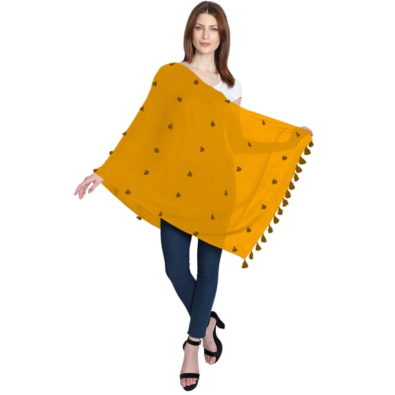 eloria Women's Wrap With Tassel Cotton Stole Color: Gold