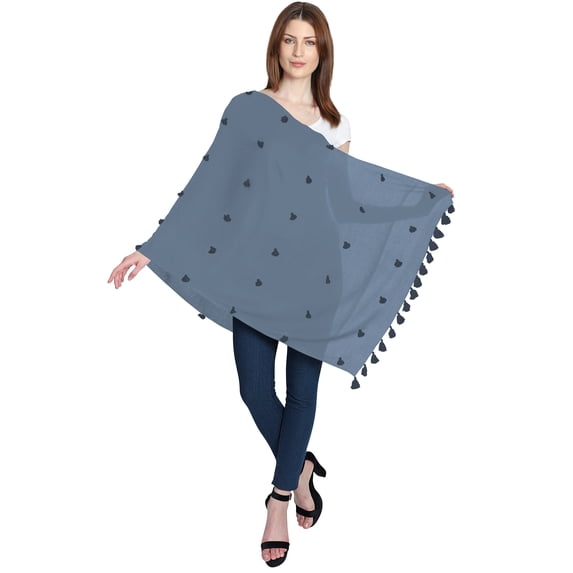 eloria Women's Wrap With Tassel Cotton Stole Color: Grey