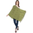 thumbnail image 1 of eloria Women's Wrap With Tassel Cotton Stole Color: Olive Green, 1 of 4
