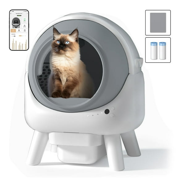 els pet Orbitie Wide Opening Self Cleaning Cat Litter Box, Automatic Cat Litter Box with App Control, Odor-Control and Dual Safety Protection