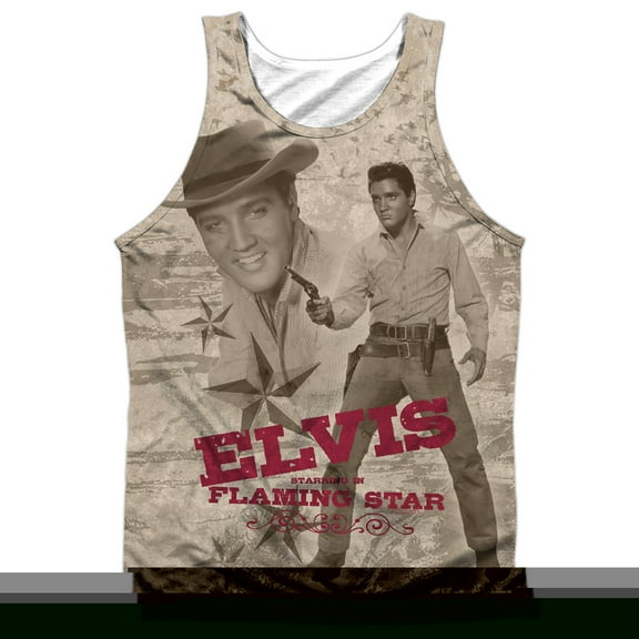 elvis presley men's  flaming star mens tank white