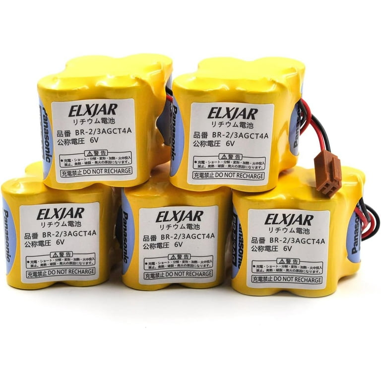 elxjar (5-Pack) BR-2/3AGCT4A 6V 4400mAh Replacement y for Panasonic FANUC  Controls, PLC Computer Ge Fanuc 18T