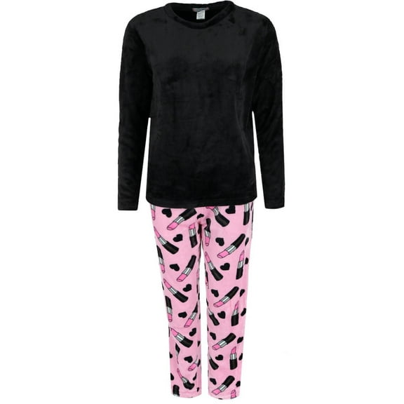 em & alfie Makeup Print Plush Pajama Set (Women)
