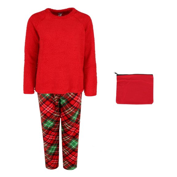 em & alfie Plush and Sherpa PJ Set with Makeup Bag (Women)