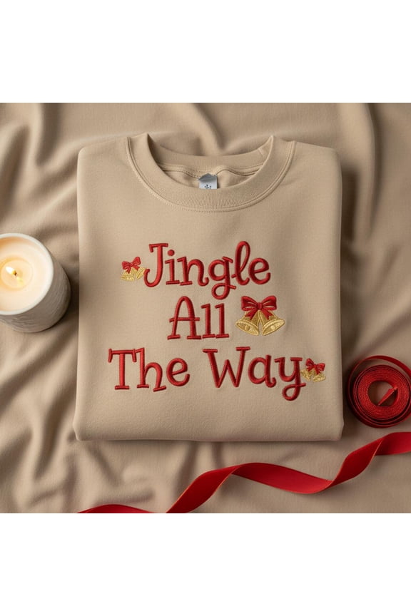 embroidered peace, christmas peace, pine needle font, holiday crewneck, festive apparel, xmas sweater, simple embroidery, custom embroidery