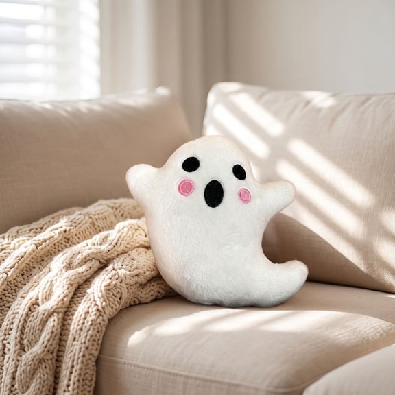 emdiqzs Halloween Ghost Plush Pillow White, Soft Decorative Cushion for Sofa Bed