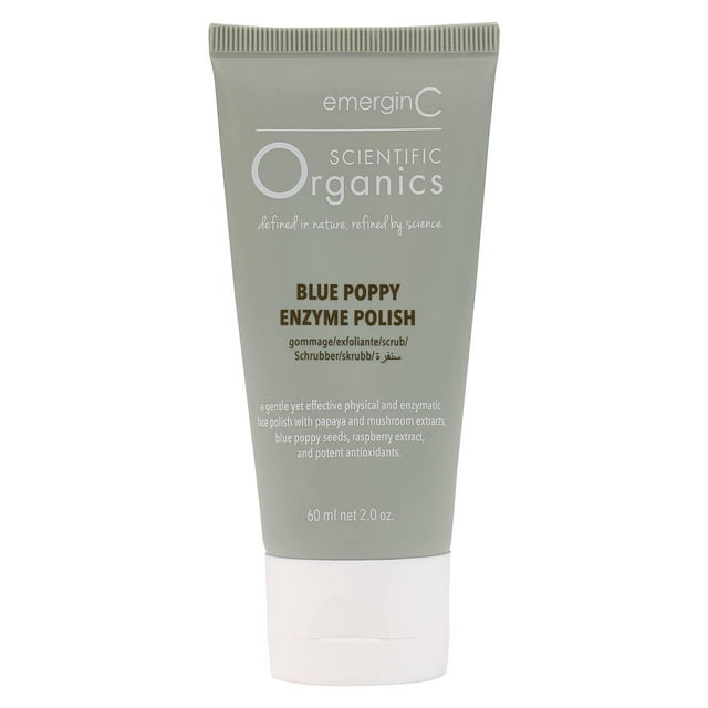 emerginC Scientific Organics Blue Poppy Enzyme Brightening Polish - Exfoliating Enzyme Face Scrub - Gently Removes Dead Skin Cells, Visibly Smoothes Texture + Tone 2 oz, 60 ml