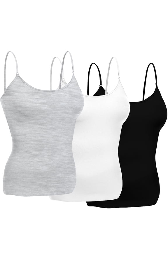women layering basic short camisole cami adjustable strap tank top - junior sizing