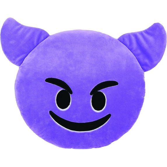 emoji large pillow, smiling face with horns