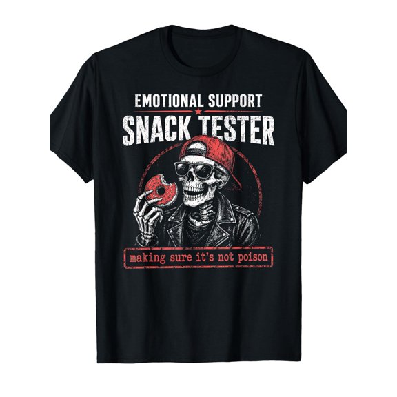emotional support snack tester skeleton donut papa dad tax t shirt