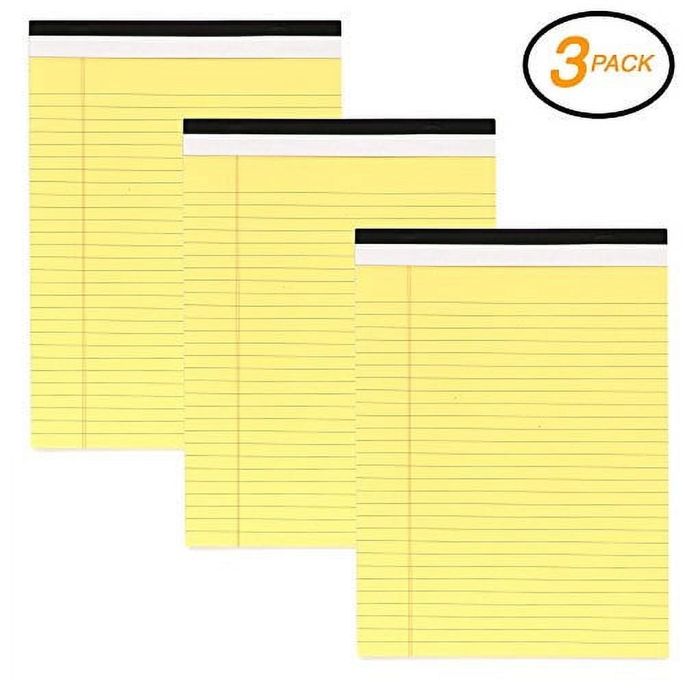 emraw canary yellow micro perforated edge legal ruled universal 50 sheets letter size writing pad- 50 ct. 8.5" x 11.75" (pack of 3)