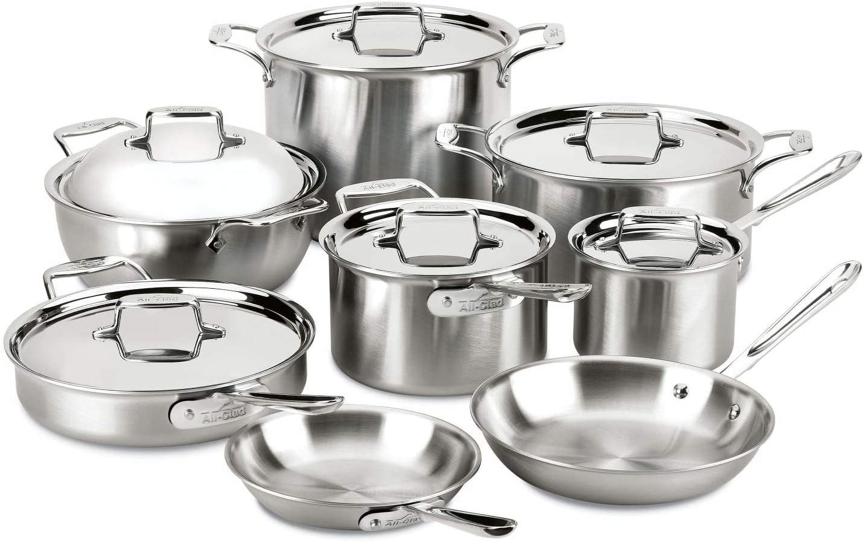 en D5 5Ply Brushed Stainless Steel Cookware Set 10 Piece Induction