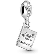 XUSITONG en Passport Travel Dangle Cubic Zirconia Charm in Sterling Silver