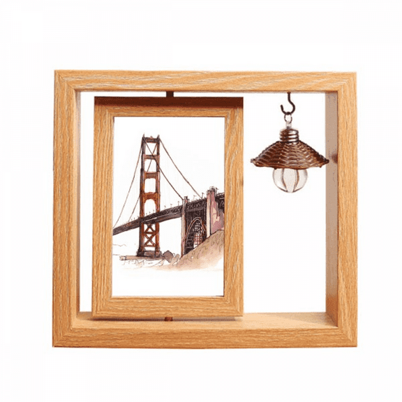en gate bridge in amecalifornia Wooden Rotating Picture Photo Frame 4x6