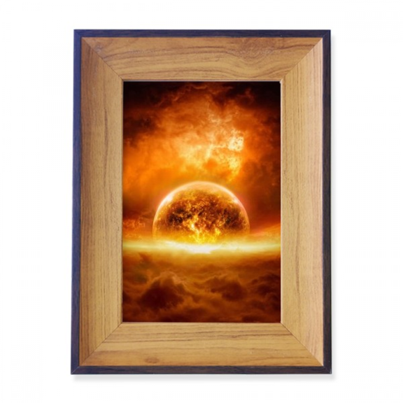 en red planet like flame burning pattern photo frame exhibition display art desktop painting