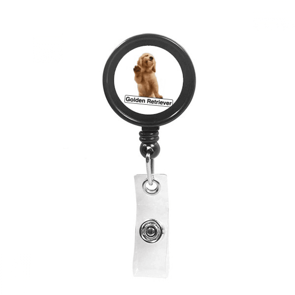 en retriever pet pose Retractable Keychain Badge Holder ID Badge