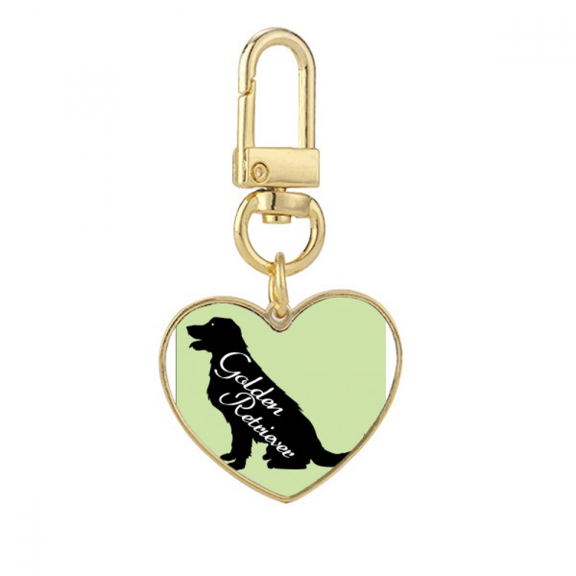 en retriever squat pet Gold Heart Keychain Metal Keyring Holder