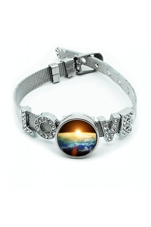 en shines illustration pattern Bracelet Wristband Crystal Love Adjustable Bangle