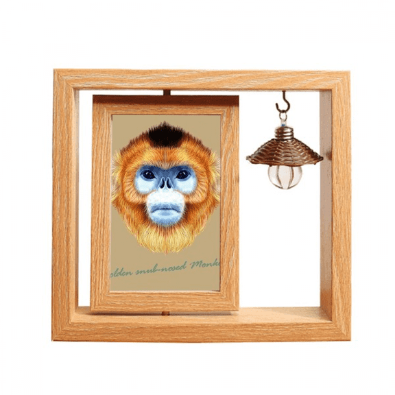 en snub-nosed monkey animal Wooden Rotating Picture Photo Frame 4x6
