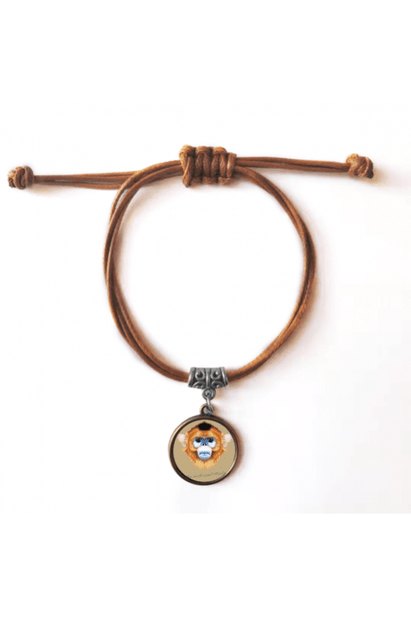 en snub-nosed monkey animal bracelet leather hide wristband brown jewelry