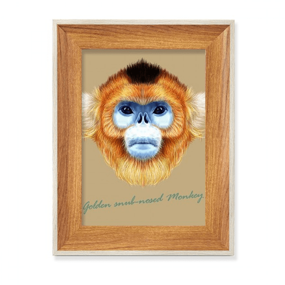 en snub-nosed monkey animal desktop wooden photo frame display picture art painting multiple sets