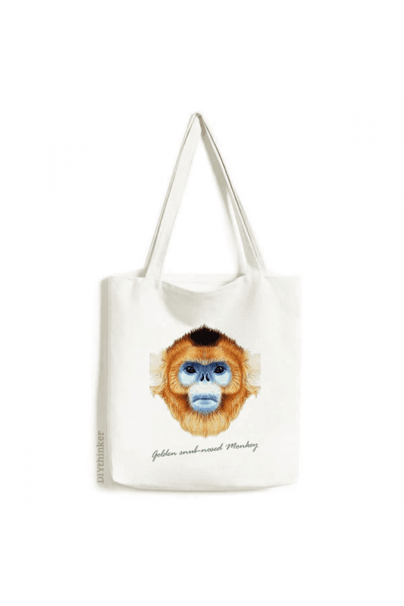 en snub-nosed monkey animal tote canvas bag shopping satchel casual handbag