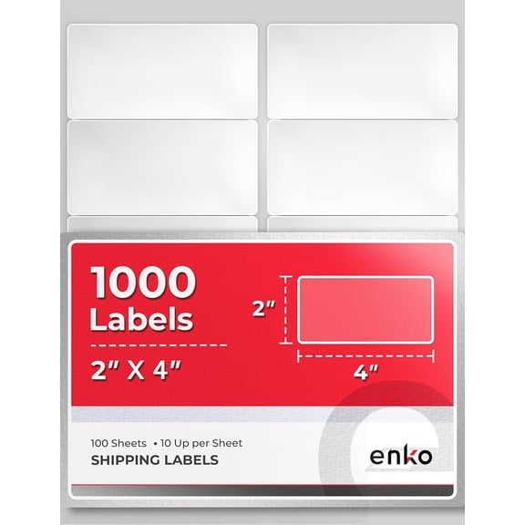 2 x 4 Inch Label - White Blank - 10 Up Address Mailing Labels for Laser Inkjet Printer (100 Sheets, 1000 Labels)