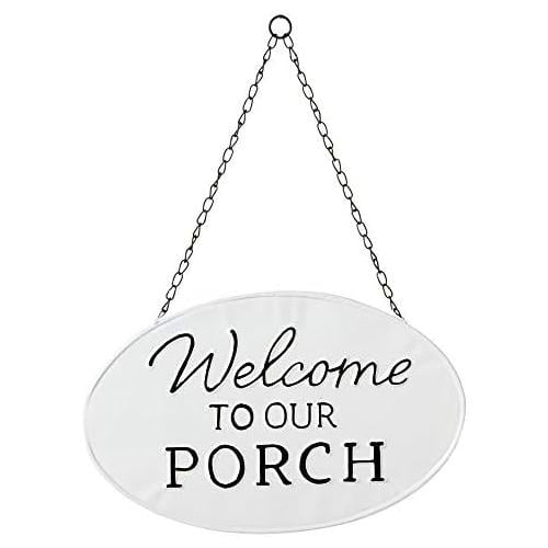 enamel porch wall decor sign black & white vintage inspired home