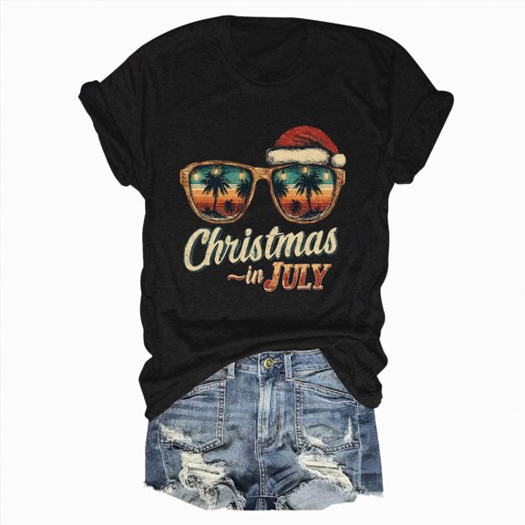 enayn Christmas Fall Outfits for Women 2025 Loose Fit Crewneck Short Sleeve Tops Fall Casual Blouse 2025 Basic Tee Beach Black,L