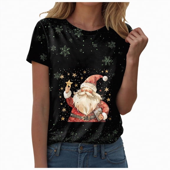 enayn Christmas Girls Tshirts Loose Fit Crewneck Short Sleeve Tops Fall Casual Blouse 2025 Basic Tee Beach Red,XL