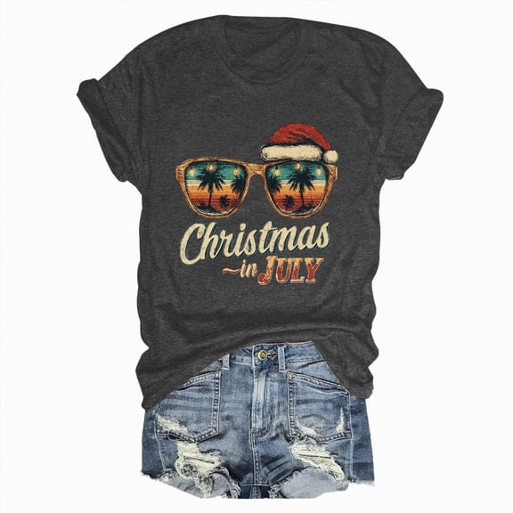 enayn Christmas Shirts for Girls Womens Summer Tops T Shirts Business Casual Dressy Spring Fashion Outfits Cute Trendy Clothes Grey,XL
