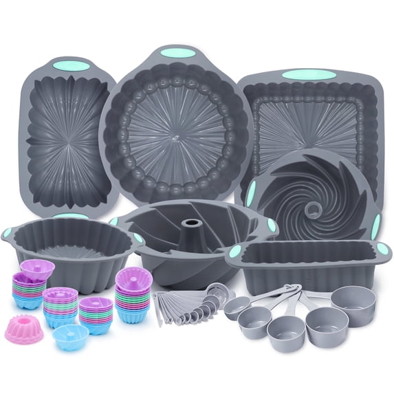 To encounter 72 Pieces Silicone Bakeware Set, Nonstick Baking Pans Set ...