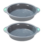 To encounter 9 inch Silicone Round Cake Pans, 2 Pack Nonstick Silicone Baking Pans Set, Food Grade Silicone Cake Molds, with Metal Reinforced Frame More Strength